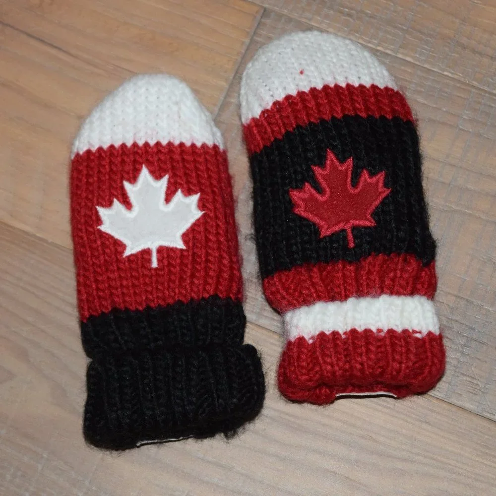 Hudson's Bay Team CANADA OLYMPIC Infant Babies Winter Knit FLEECE LINED MITTENS